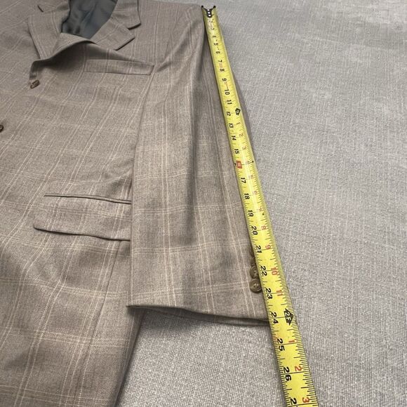 Hickey Freeman Madison Mens Beige Windowpane Cashmere Silk Sport Coat 46R - Picture 8 of 13